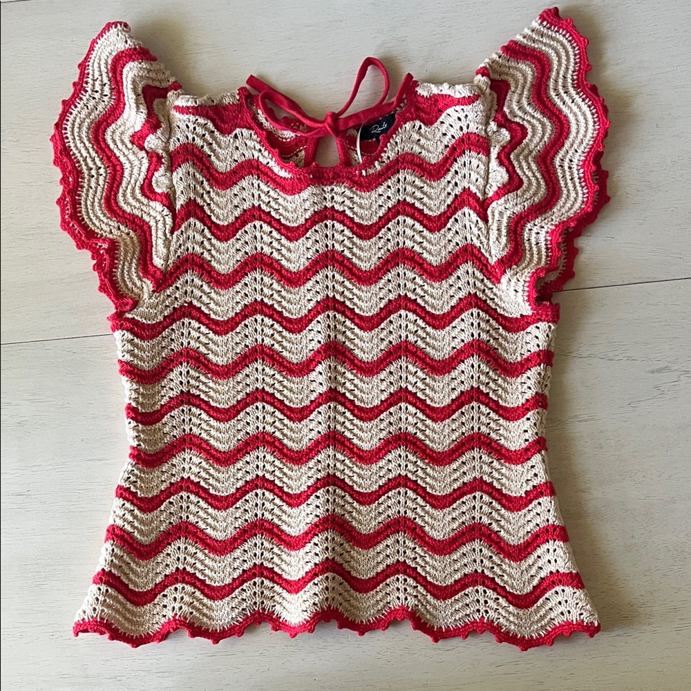 Rails Coen Stripe Knit cotton blend flutter sleeve top
